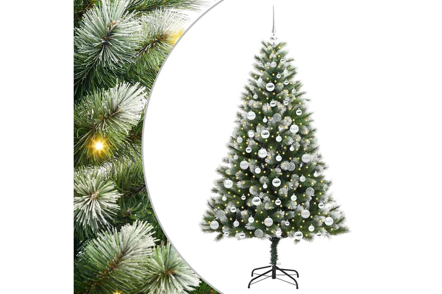 Vidaxl Artificial Hinged Christmas Tree With Flocked Snow 180 Cm-2