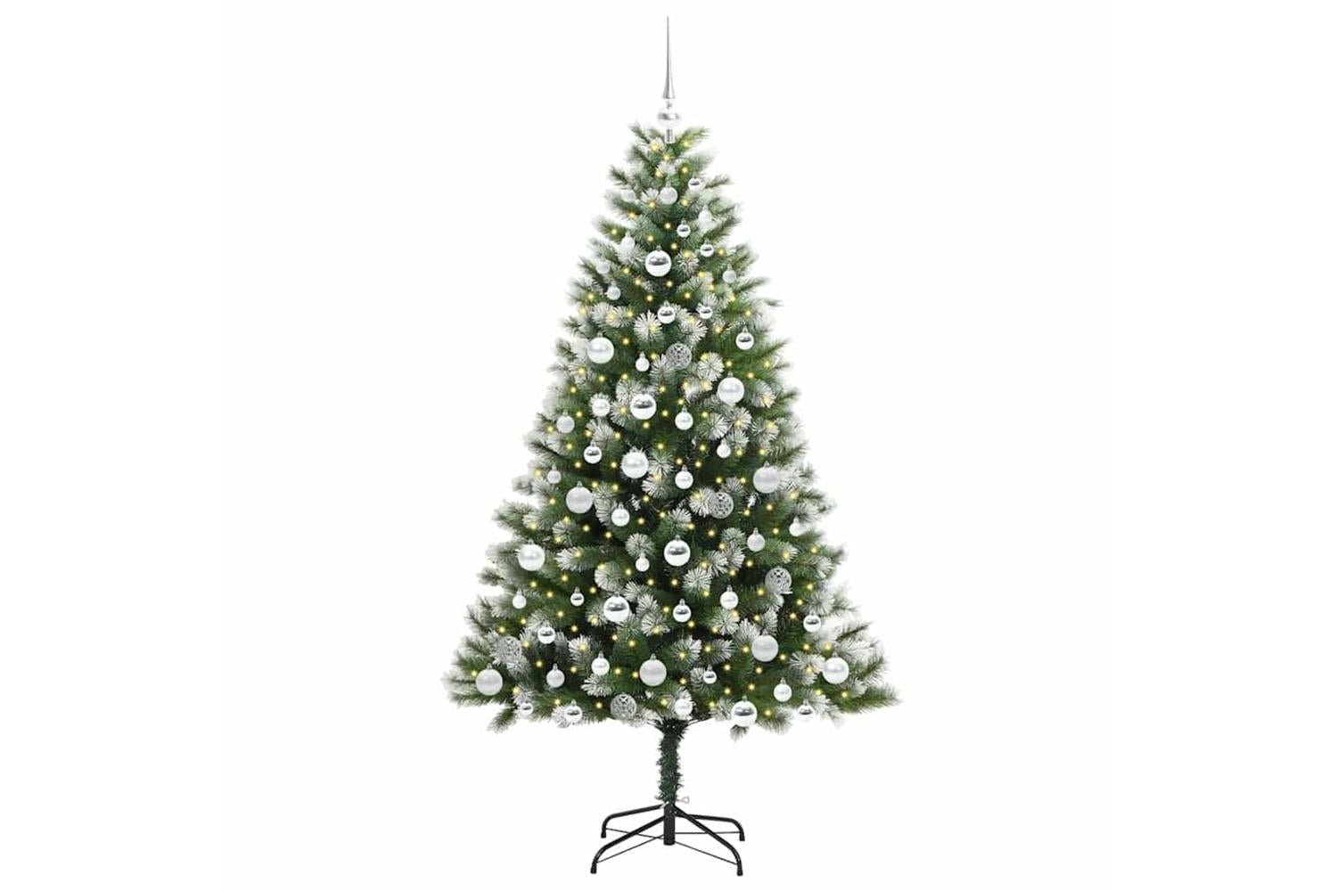 Vidaxl Artificial Hinged Christmas Tree With Flocked Snow 180 Cm-3