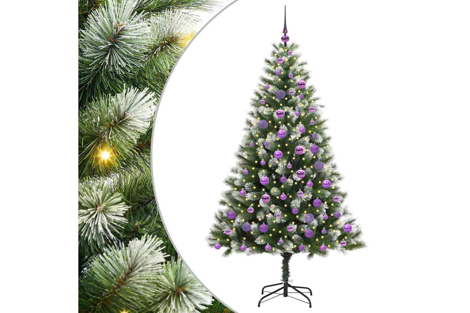 Vidaxl Artificial Hinged Christmas Tree With Flocked Snow 180 Cm-2