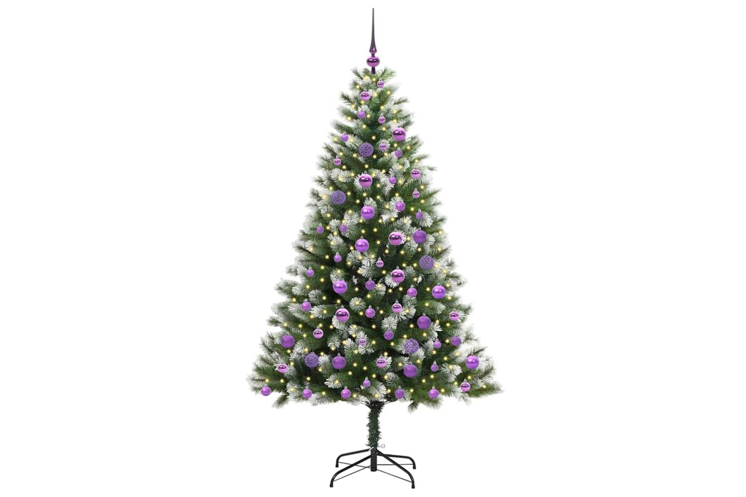 Vidaxl Artificial Hinged Christmas Tree With Flocked Snow 180 Cm-3