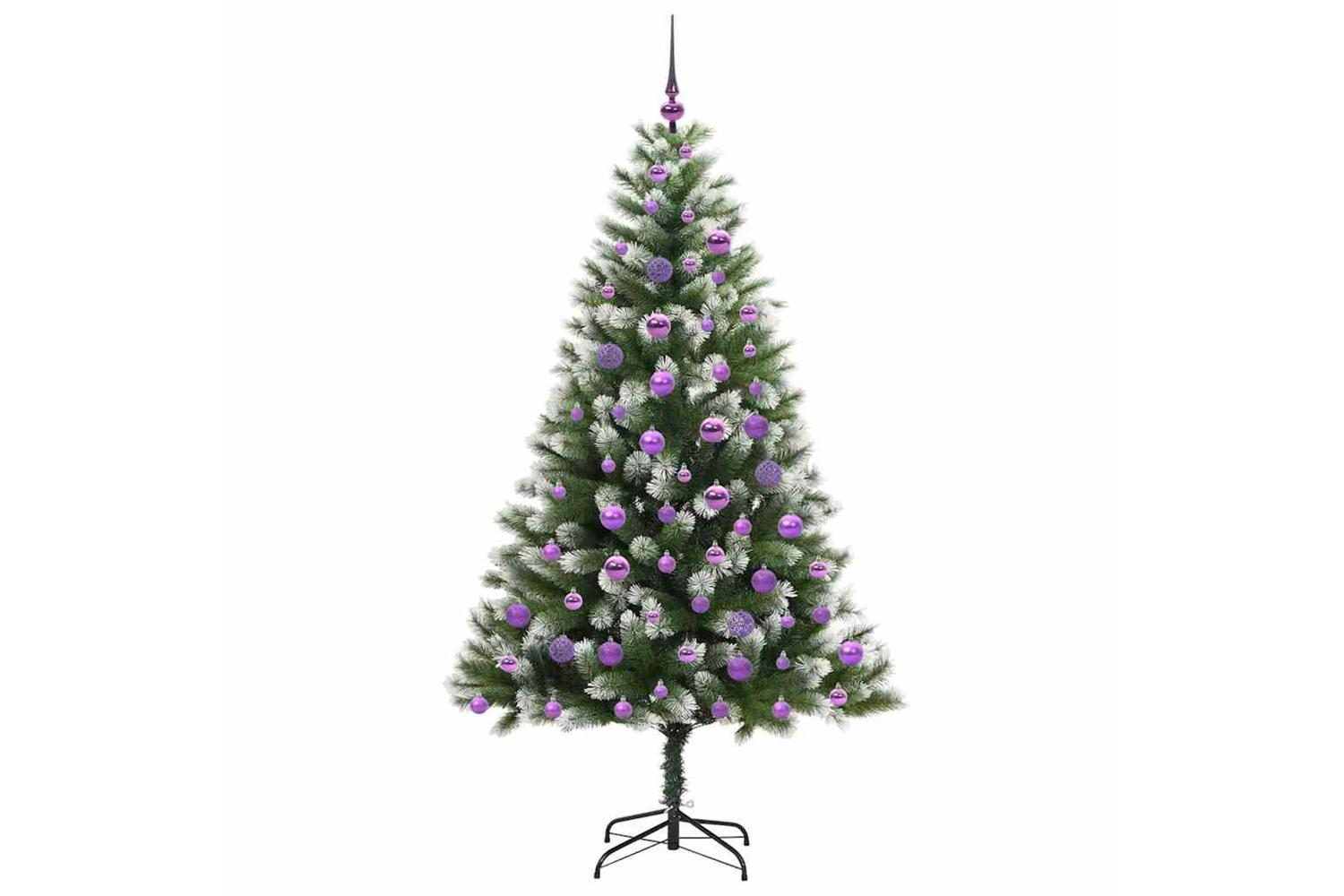 Vidaxl Artificial Hinged Christmas Tree With Flocked Snow 180 Cm-4