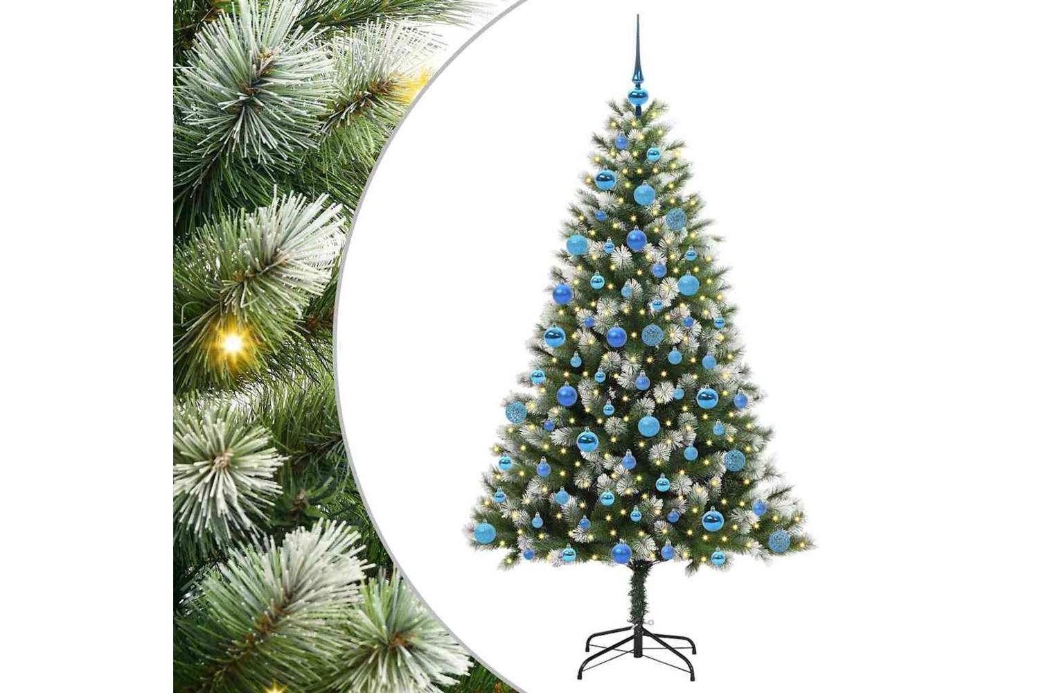 Vidaxl Artificial Hinged Christmas Tree With Flocked Snow 180 Cm-2