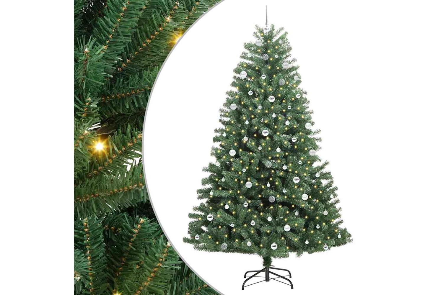 Vidaxl Artificial Hinged Christmas Tree Green 240 Cm Pvc And Metal