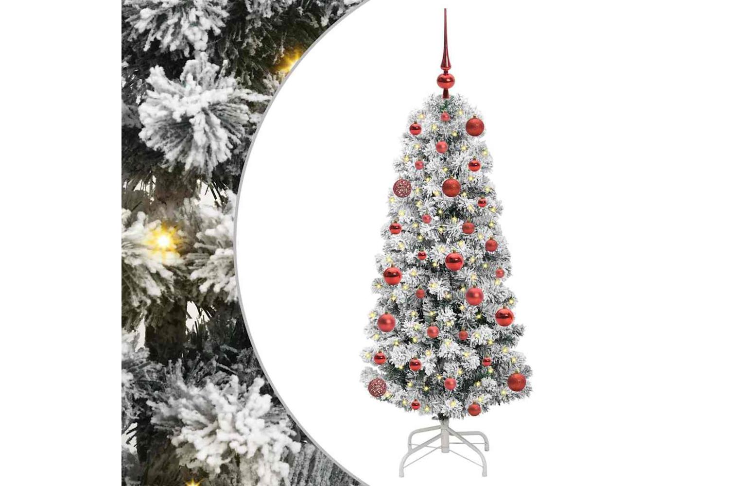 Vidaxl Artificial Hinged Christmas Tree Green And White 120 Cm