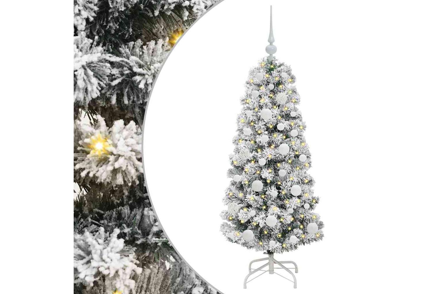 Vidaxl Artificial Hinged Christmas Tree Green And White 120 Cm-2