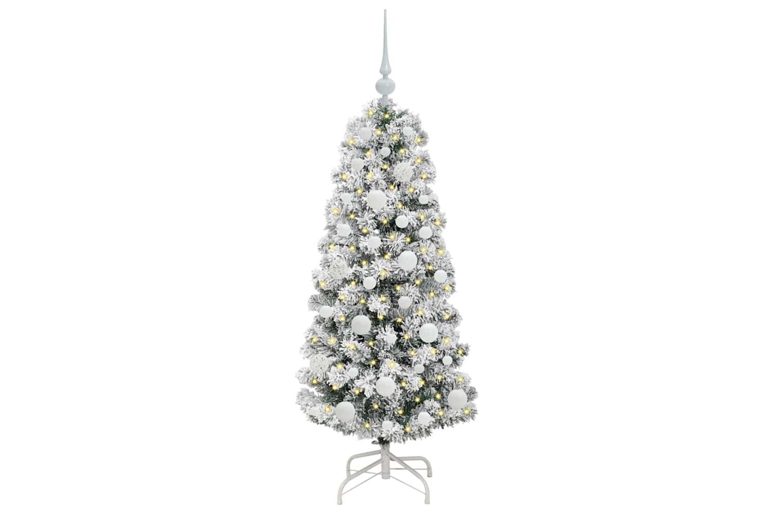 Vidaxl Artificial Hinged Christmas Tree Green And White 120 Cm-3