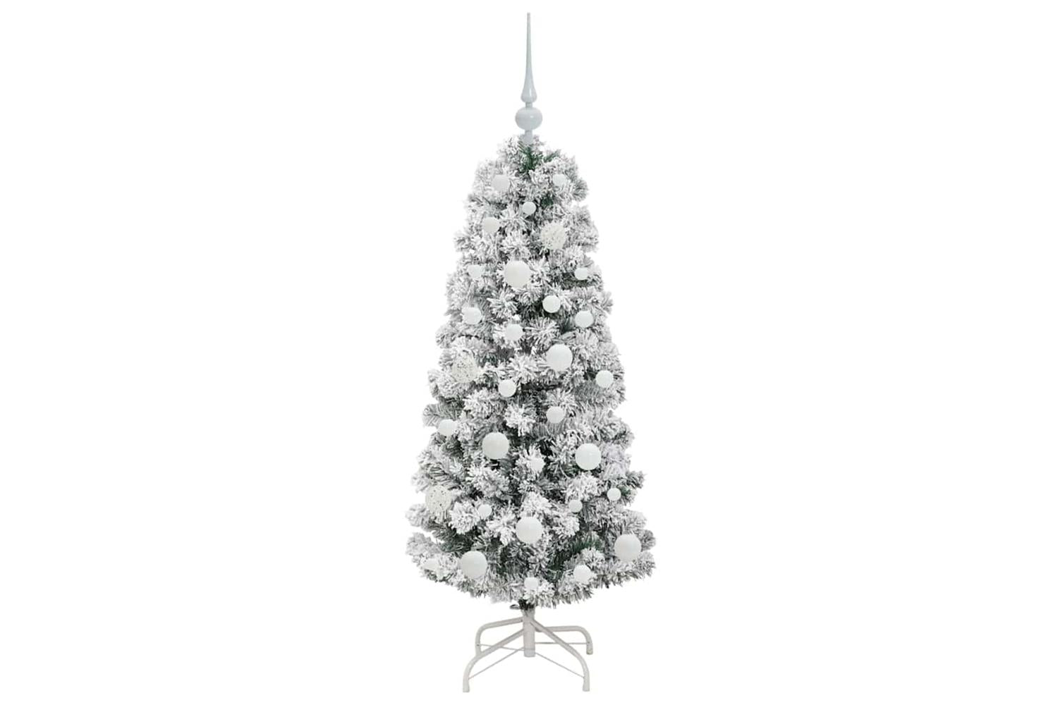 Vidaxl Artificial Hinged Christmas Tree Green And White 120 Cm-4