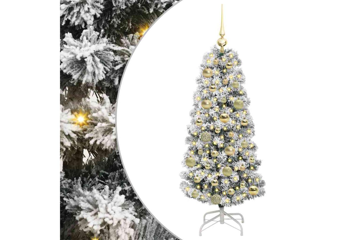 Vidaxl Artificial Hinged Christmas Tree Green And White 120 Cm-2