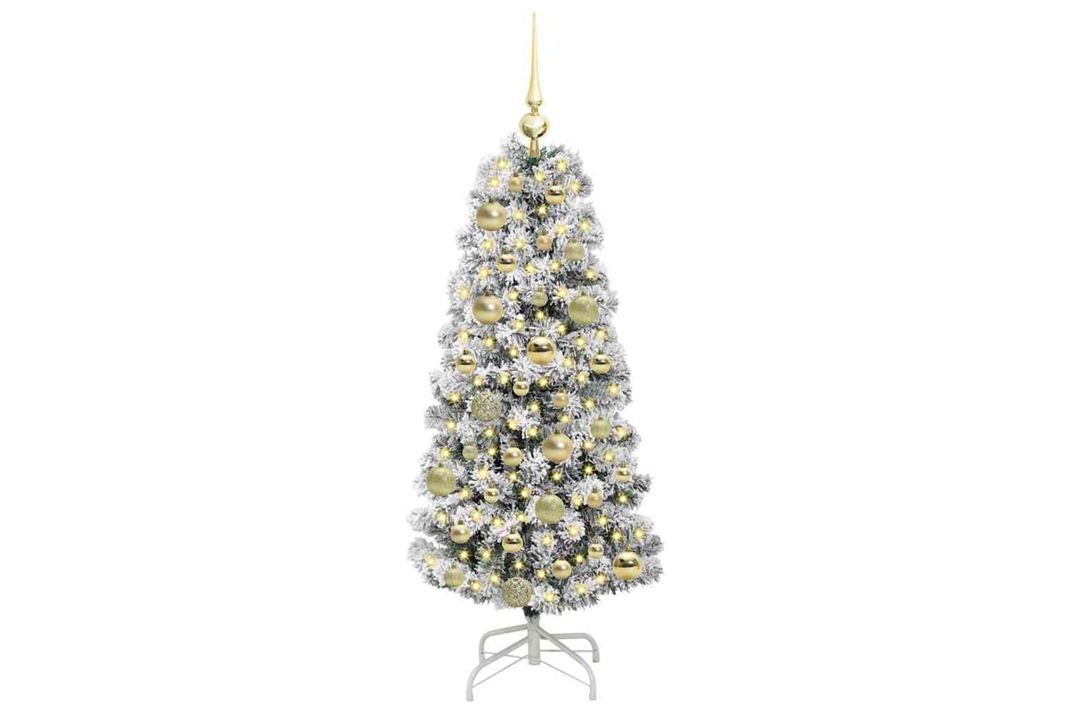 Vidaxl Artificial Hinged Christmas Tree Green And White 120 Cm-3