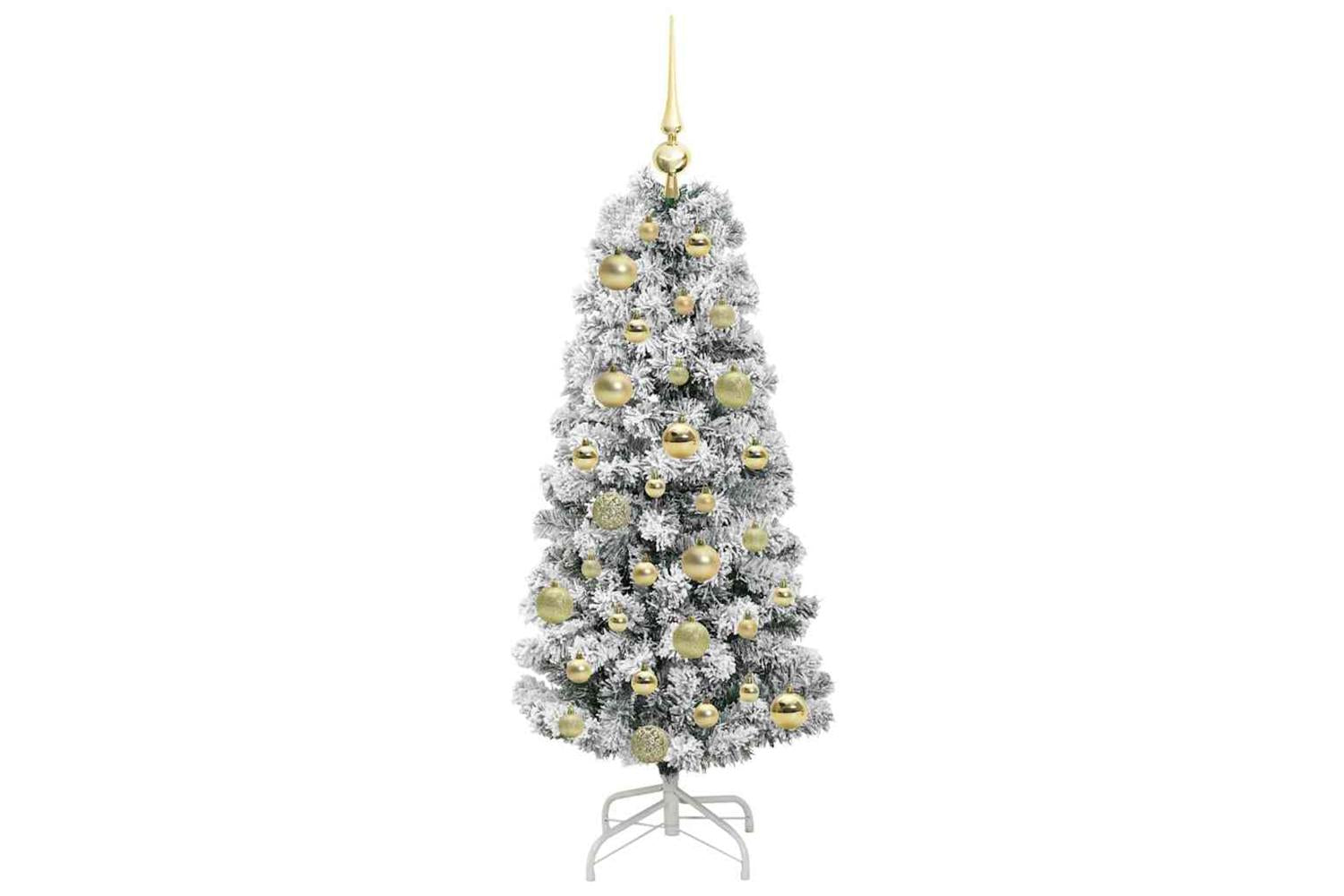 Vidaxl Artificial Hinged Christmas Tree Green And White 120 Cm-4