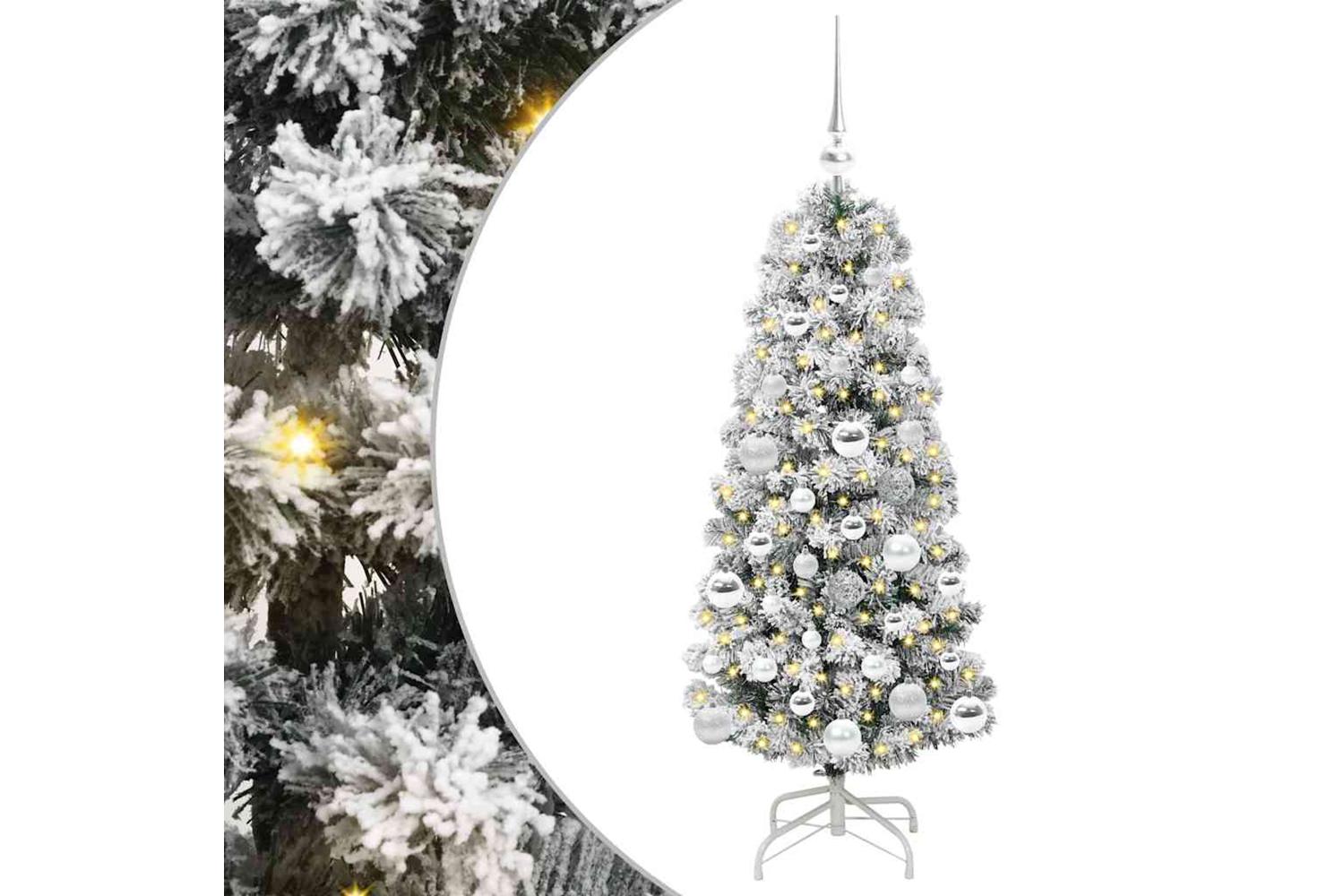 Vidaxl Artificial Hinged Christmas Tree Green And White 120 Cm