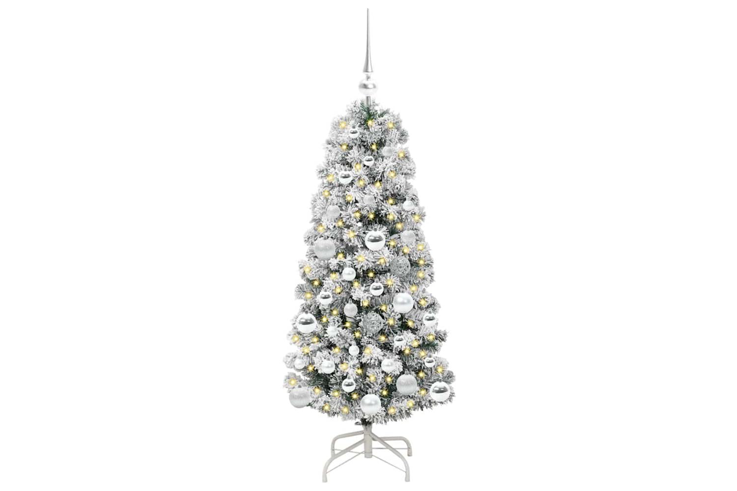 Vidaxl Artificial Hinged Christmas Tree Green And White 120 Cm-3
