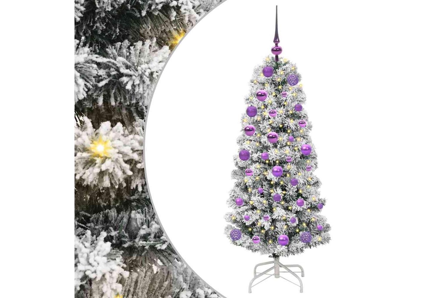Vidaxl Artificial Hinged Christmas Tree Green And White 120 Cm-2