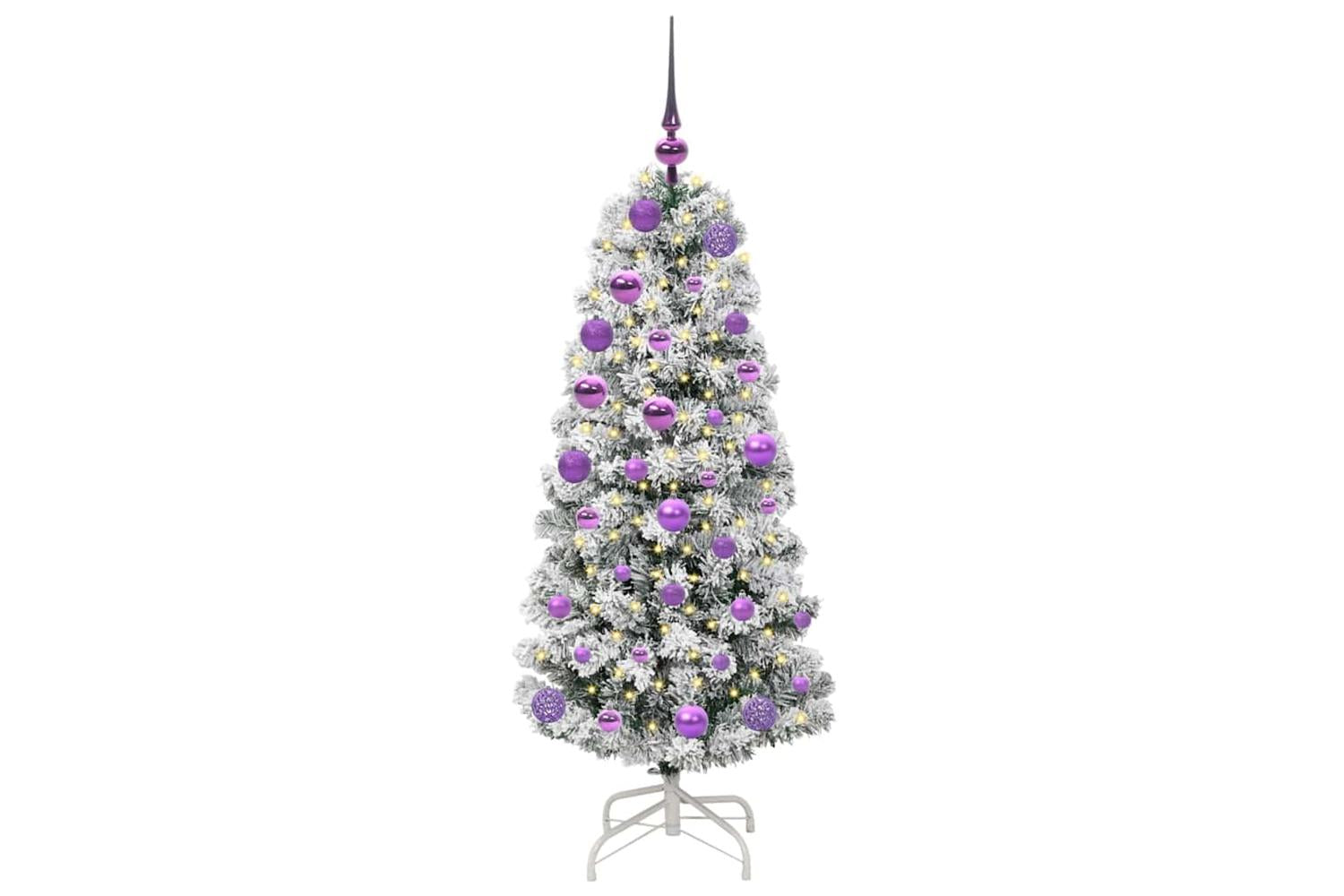 Vidaxl Artificial Hinged Christmas Tree Green And White 120 Cm-3