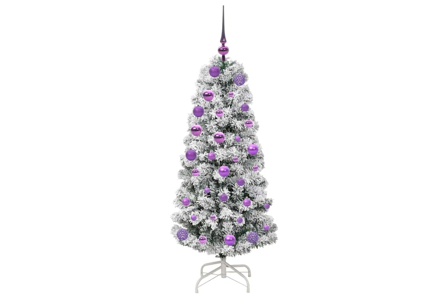 Vidaxl Artificial Hinged Christmas Tree Green And White 120 Cm-4