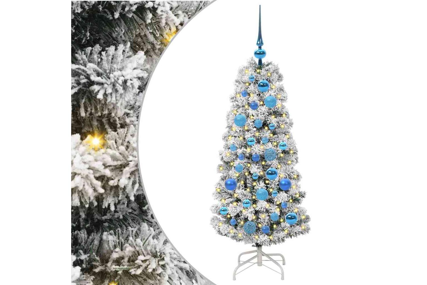 Vidaxl Artificial Hinged Christmas Tree Green And White 120 Cm-2