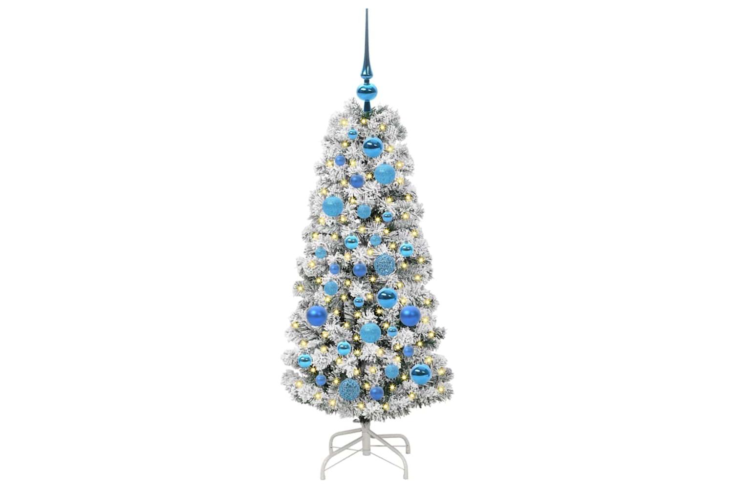 Vidaxl Artificial Hinged Christmas Tree Green And White 120 Cm-3