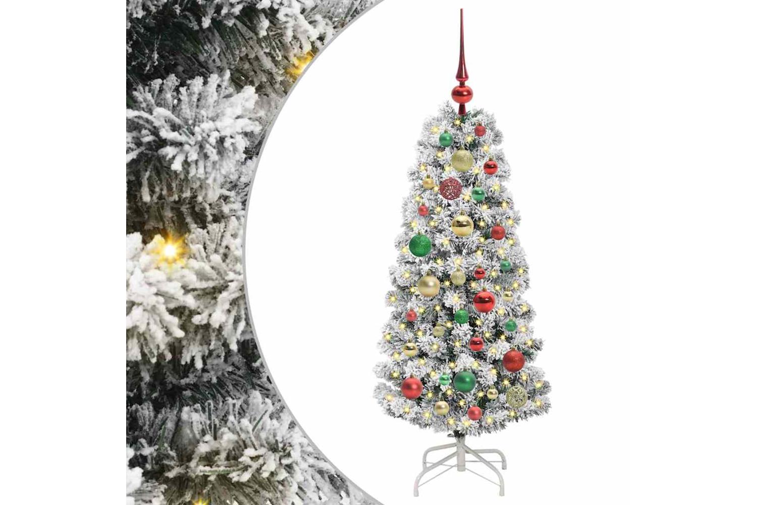 Vidaxl Artificial Hinged Christmas Tree Green And White 120 Cm-2