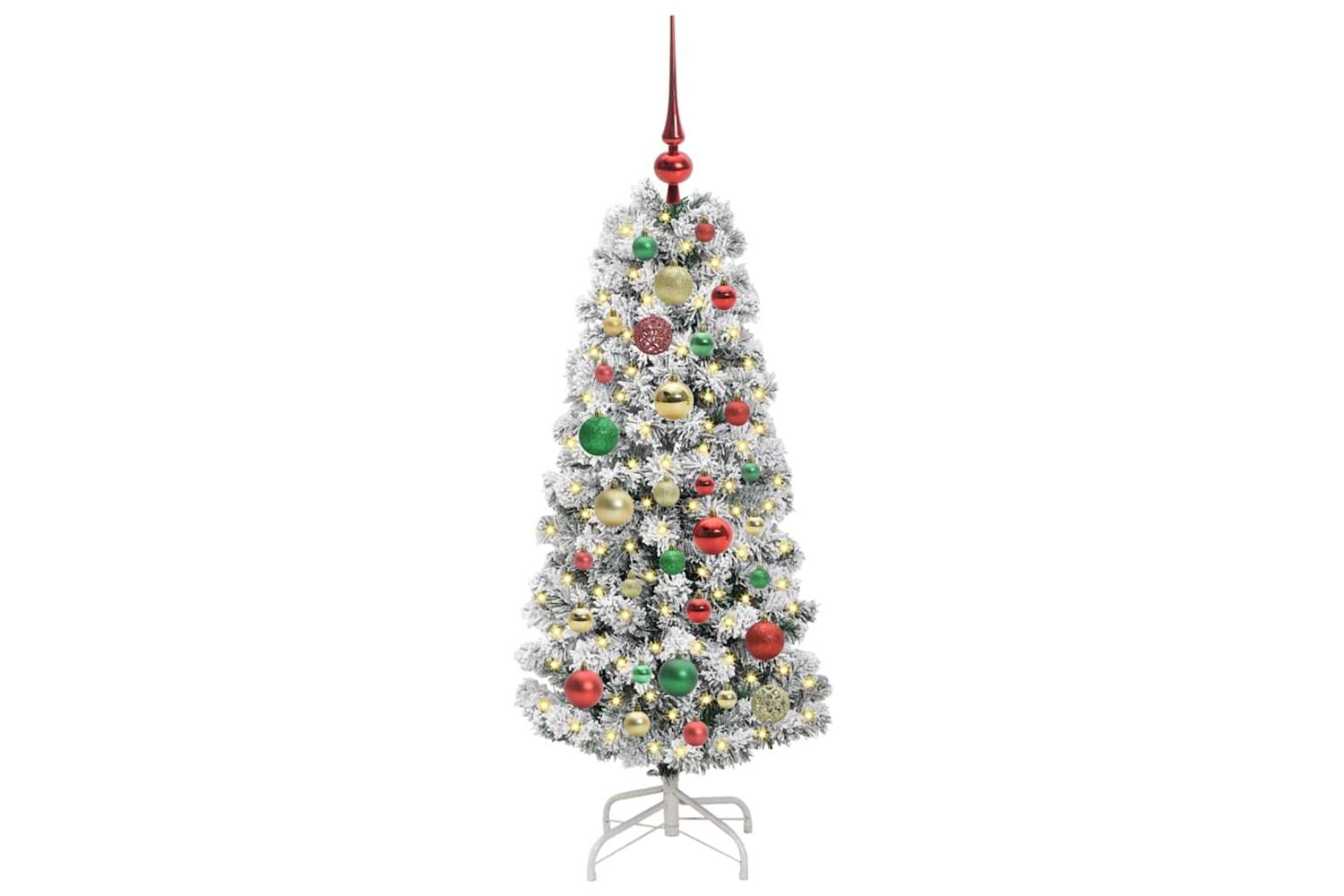 Vidaxl Artificial Hinged Christmas Tree Green And White 120 Cm-3