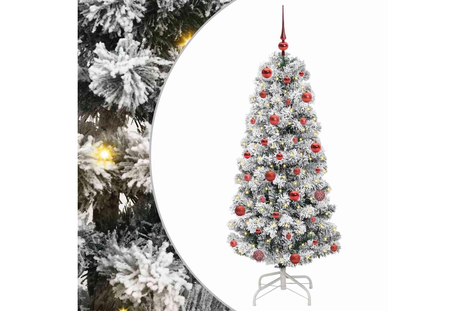 Vidaxl Artificial Hinged Christmas Tree Green And White 150 Cm-2