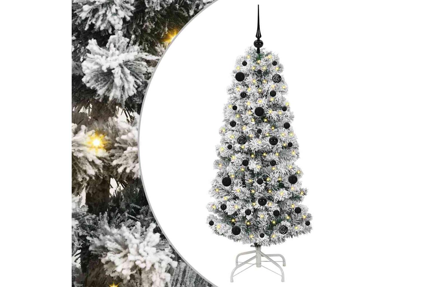 Vidaxl Artificial Hinged Christmas Tree Green And White 150 Cm-2