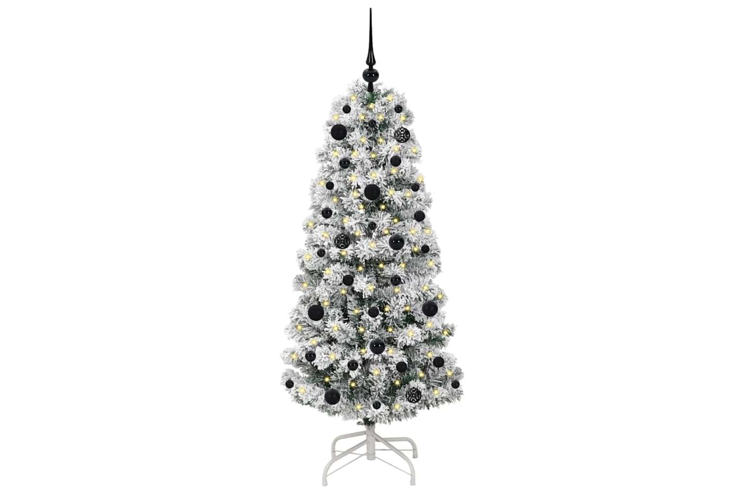 Vidaxl Artificial Hinged Christmas Tree Green And White 150 Cm-3