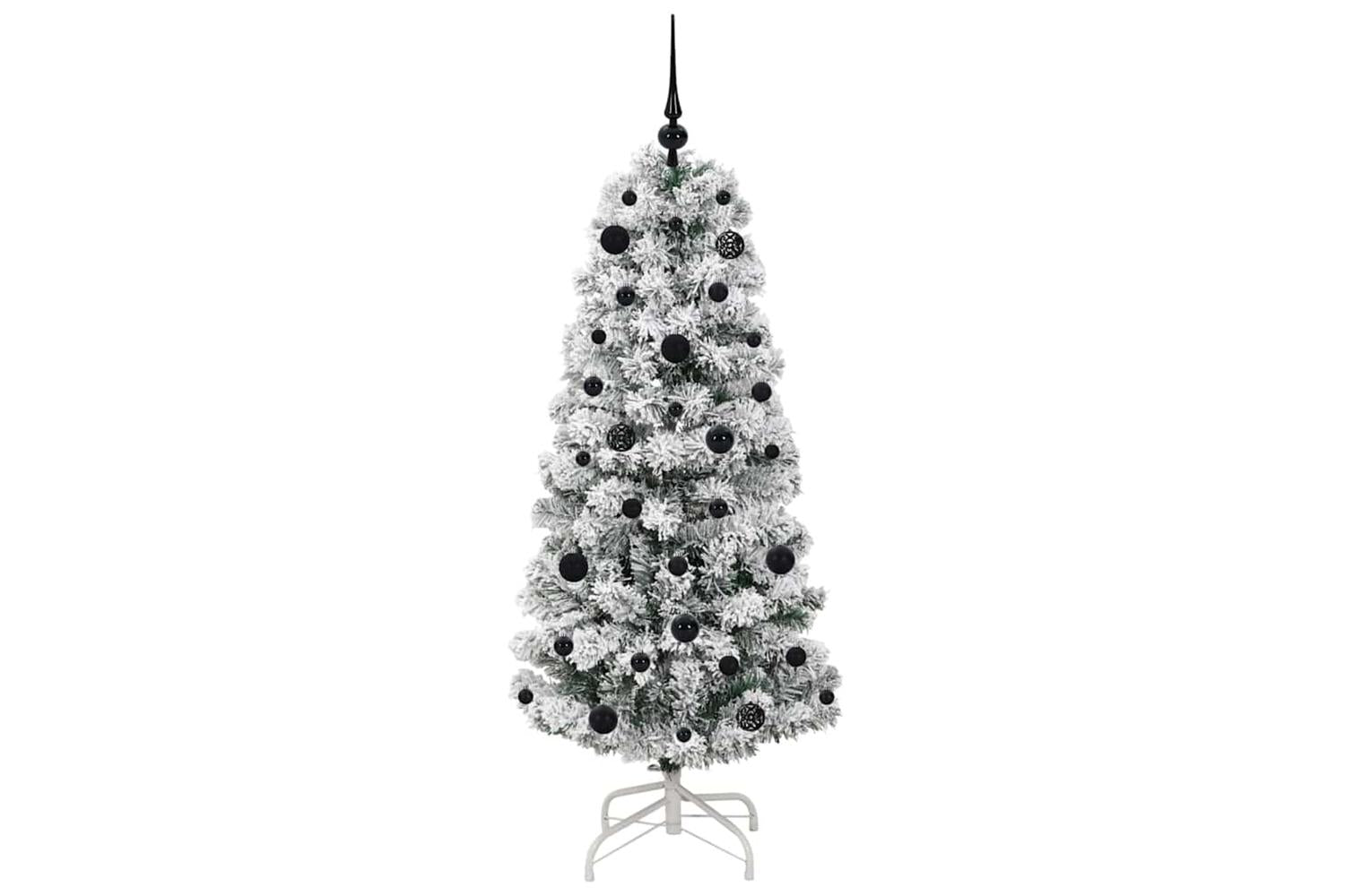 Vidaxl Artificial Hinged Christmas Tree Green And White 150 Cm-4