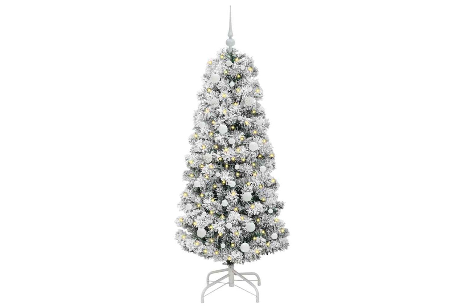 Vidaxl Artificial Hinged Christmas Tree Green And White 150 Cm-3