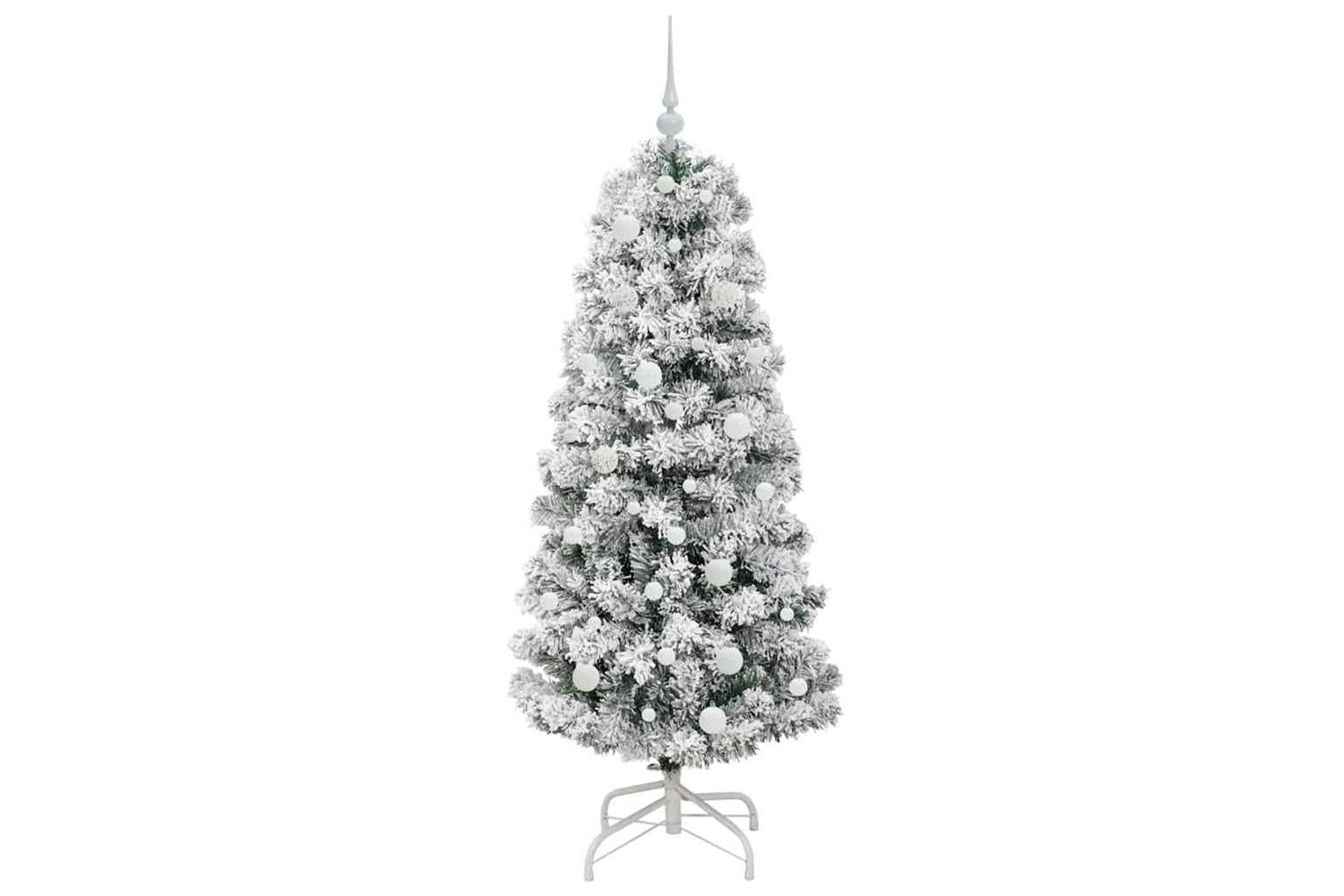 Vidaxl Artificial Hinged Christmas Tree Green And White 150 Cm-4
