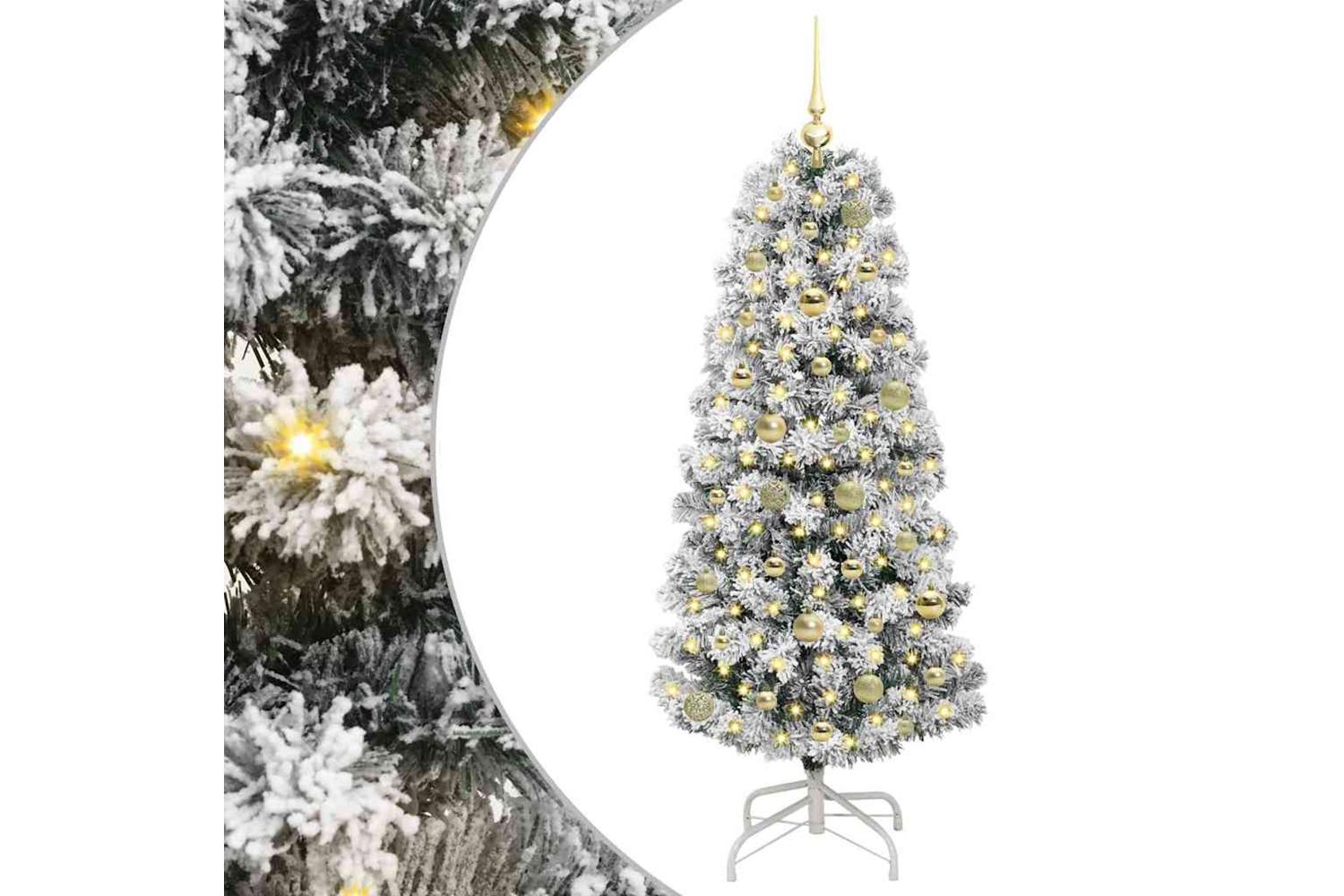 Vidaxl Artificial Hinged Christmas Tree Green And White 150 Cm-2