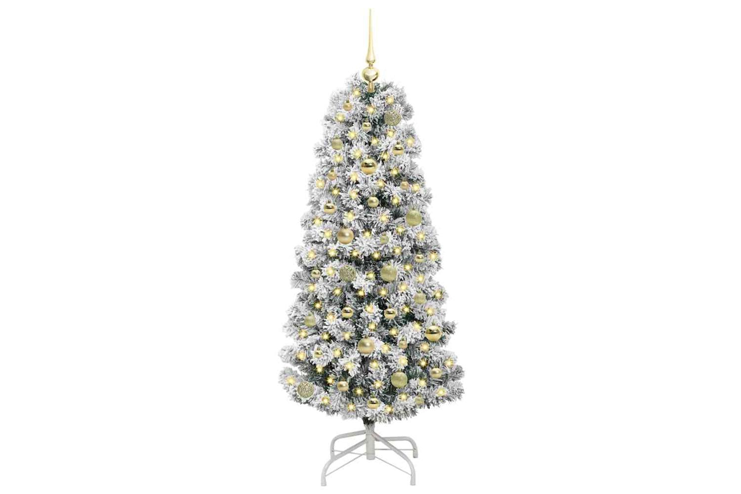 Vidaxl Artificial Hinged Christmas Tree Green And White 150 Cm-3