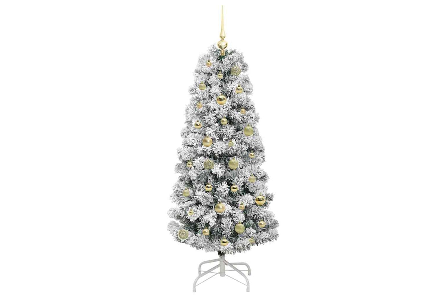 Vidaxl Artificial Hinged Christmas Tree Green And White 150 Cm-4