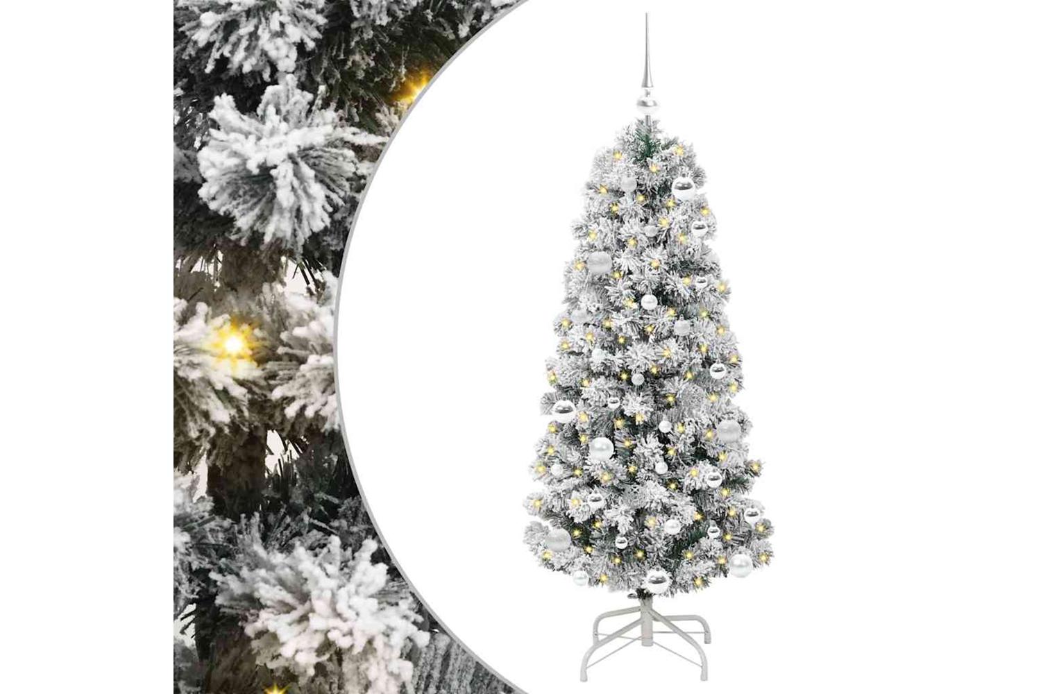Vidaxl Artificial Hinged Christmas Tree Green And White 150 Cm-2