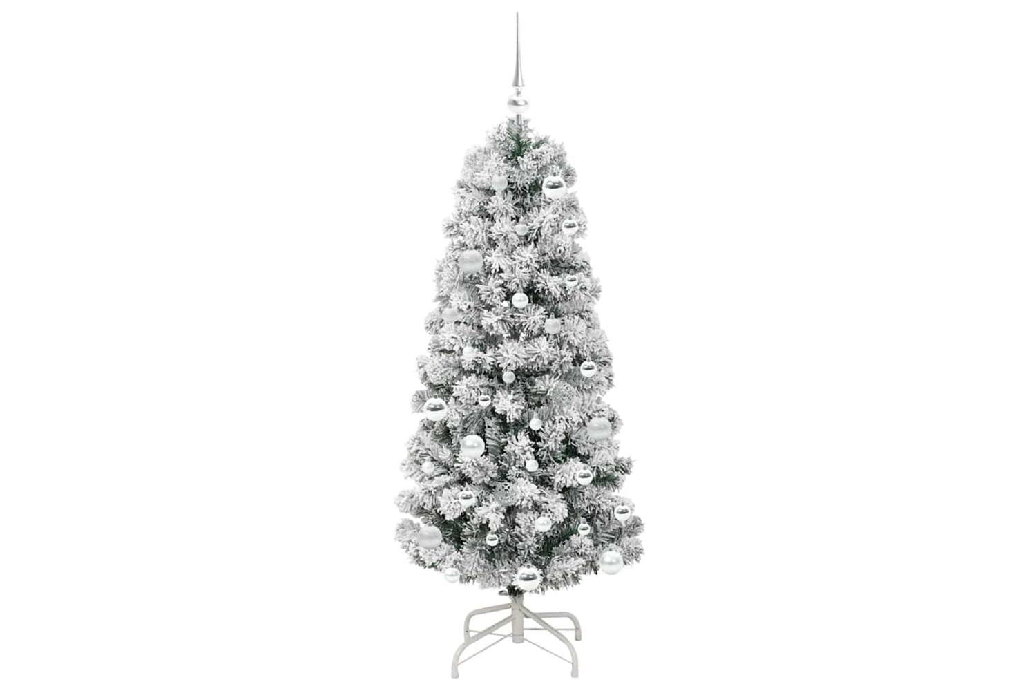 Vidaxl Artificial Hinged Christmas Tree Green And White 150 Cm-4