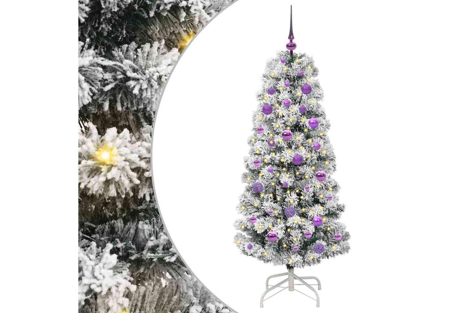 Vidaxl Artificial Hinged Christmas Tree Green And White 150 Cm-2