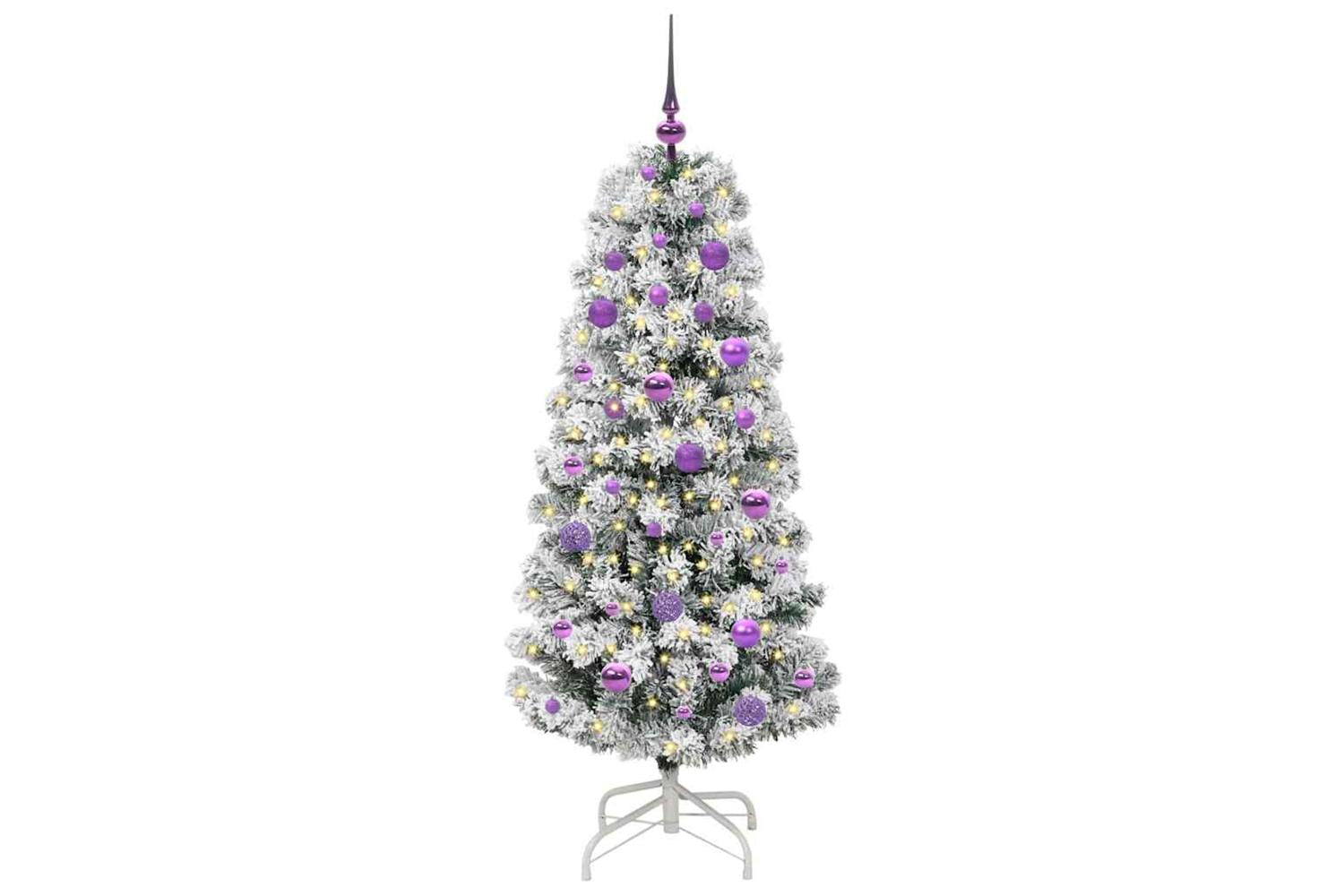 Vidaxl Artificial Hinged Christmas Tree Green And White 150 Cm-3