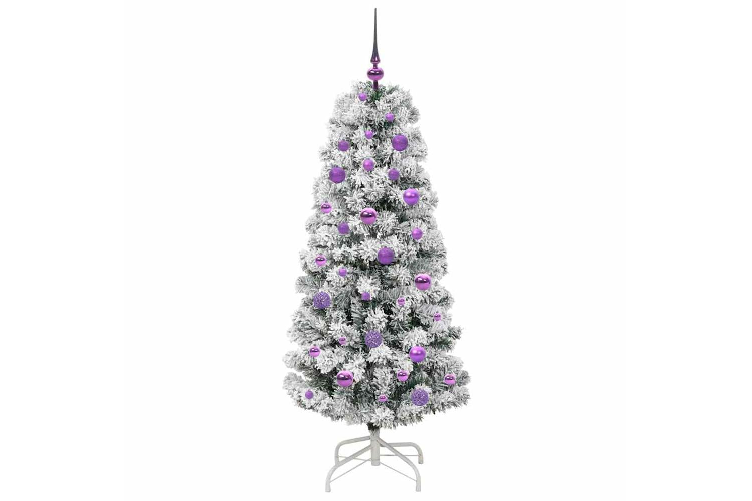 Vidaxl Artificial Hinged Christmas Tree Green And White 150 Cm-4