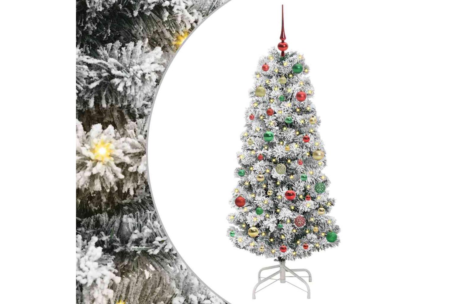 Vidaxl Artificial Hinged Christmas Tree Green And White 150 Cm-2