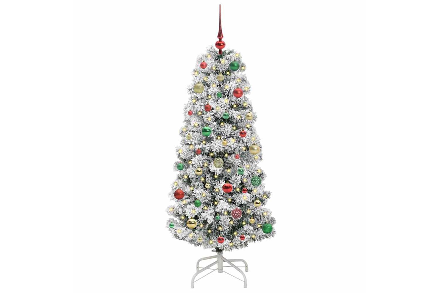 Vidaxl Artificial Hinged Christmas Tree Green And White 150 Cm-3