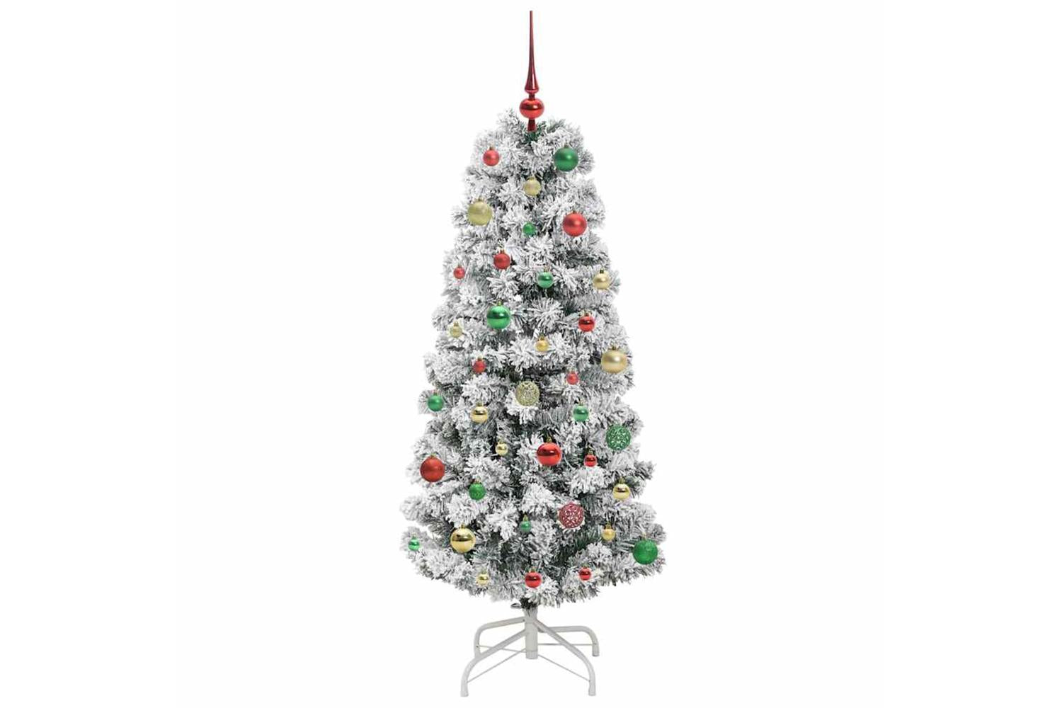 Vidaxl Artificial Hinged Christmas Tree Green And White 150 Cm-6