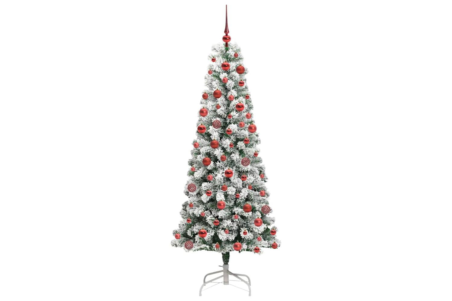 Vidaxl Artificial Hinged Christmas Tree Green And White 180 Cm-4