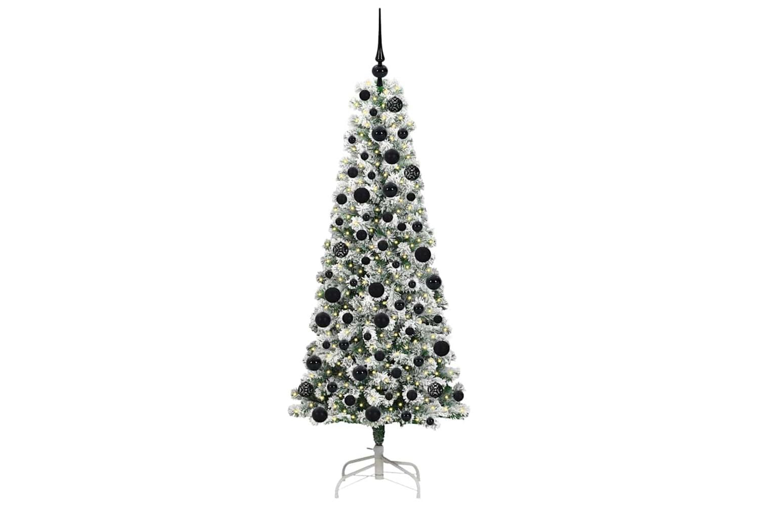 Vidaxl Artificial Hinged Christmas Tree Green And White 180 Cm-3