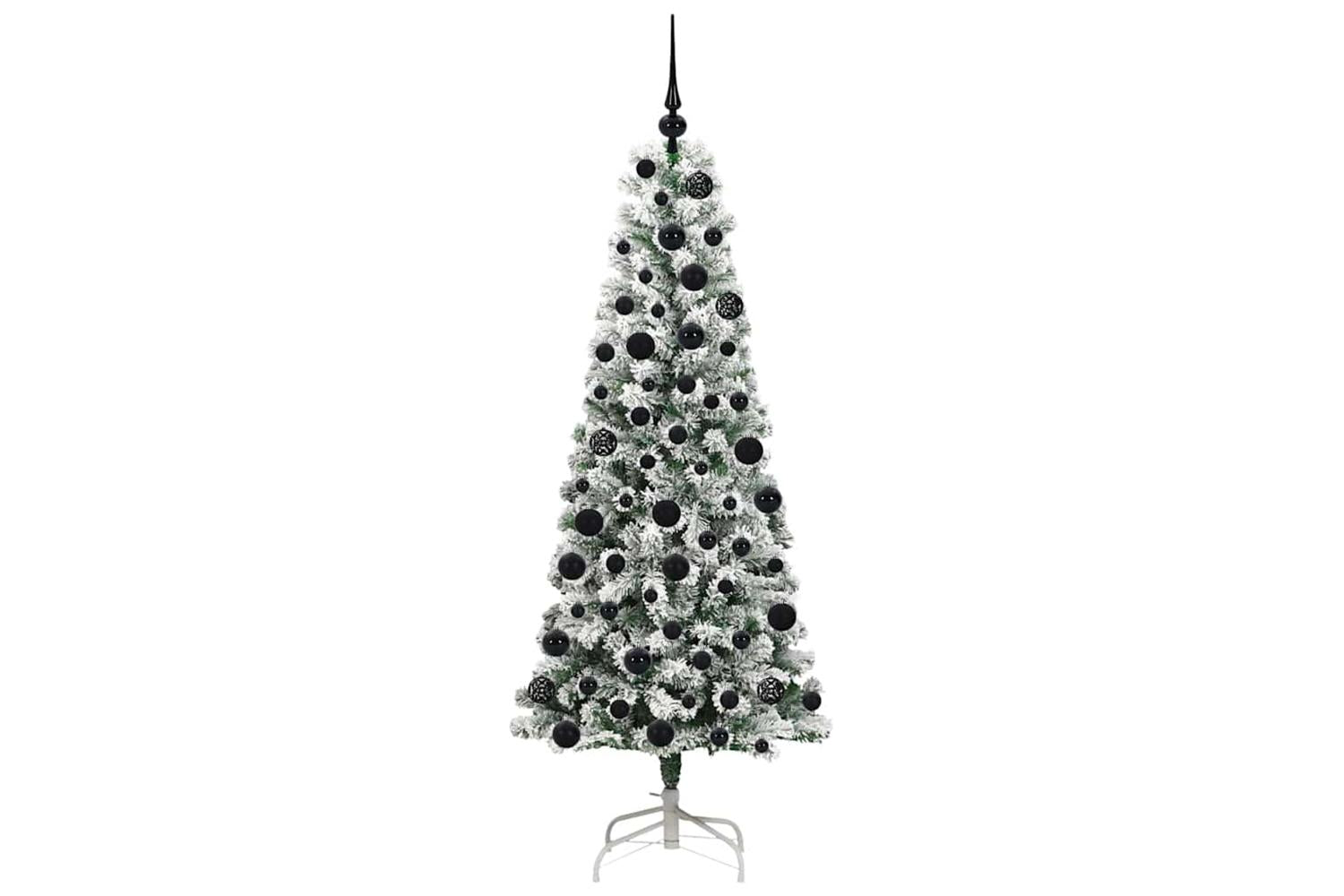 Vidaxl Artificial Hinged Christmas Tree Green And White 180 Cm-4