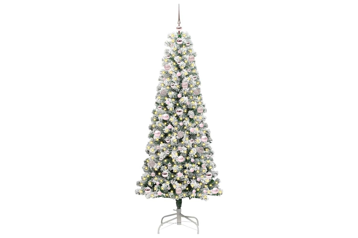 Vidaxl Artificial Hinged Christmas Tree Green And White 180 Cm-3