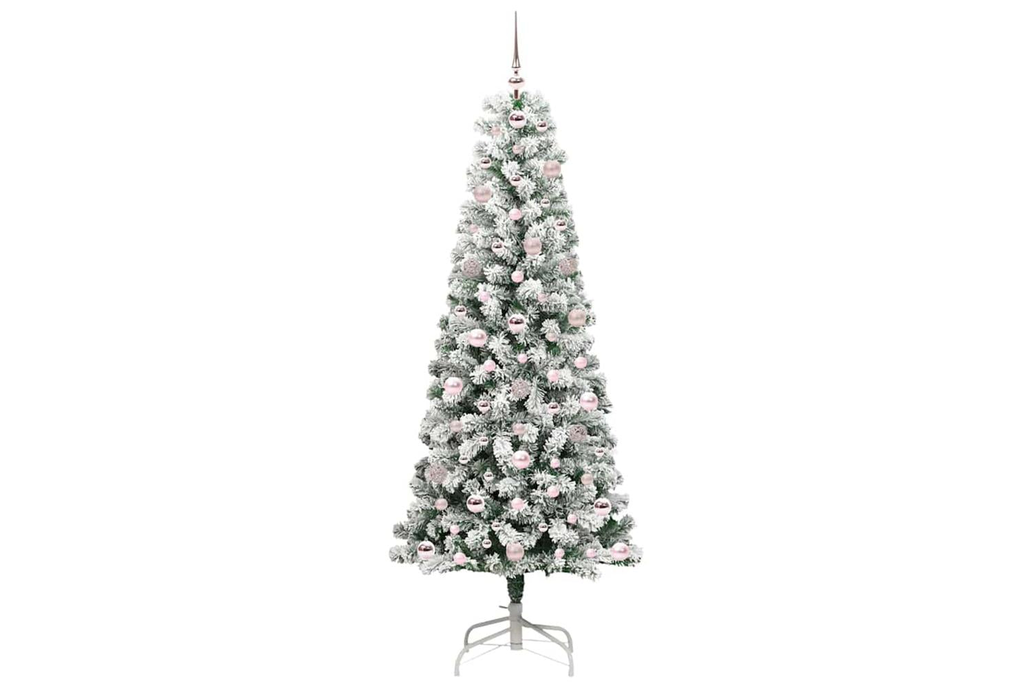 Vidaxl Artificial Hinged Christmas Tree Green And White 180 Cm-4
