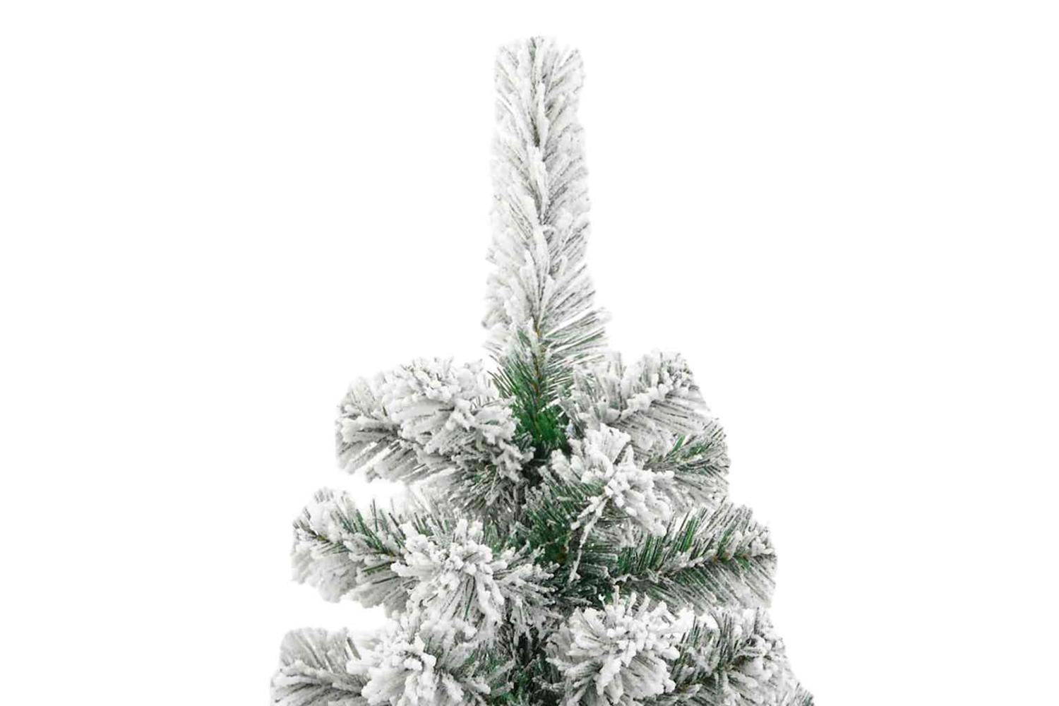 Vidaxl Artificial Hinged Christmas Tree Green And White 180 Cm-10