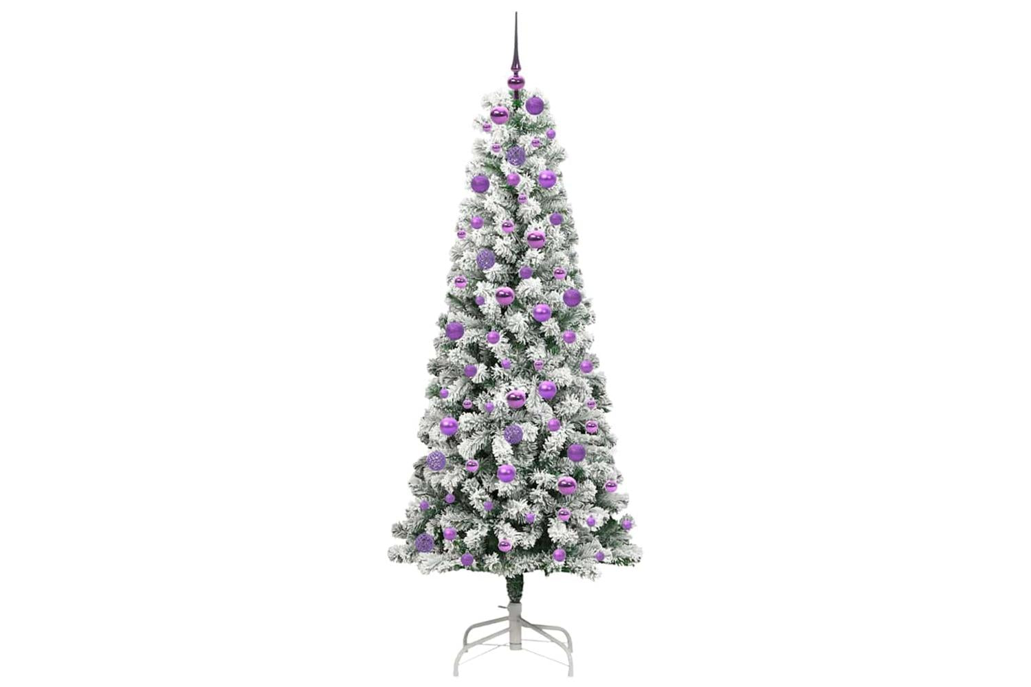 Vidaxl Artificial Hinged Christmas Tree Green And White 180 Cm-4