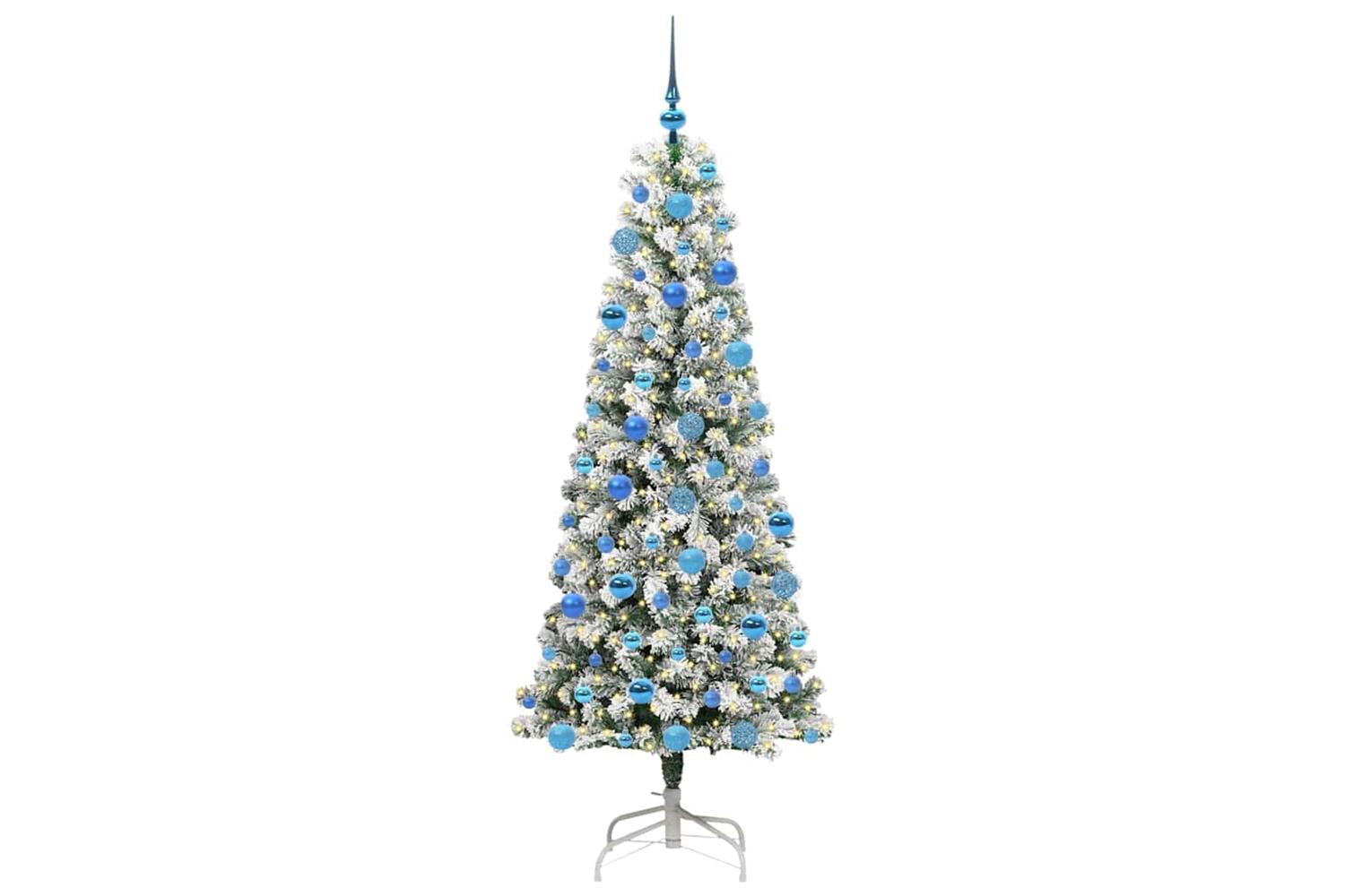 Vidaxl Artificial Hinged Christmas Tree Green And White 180 Cm-3