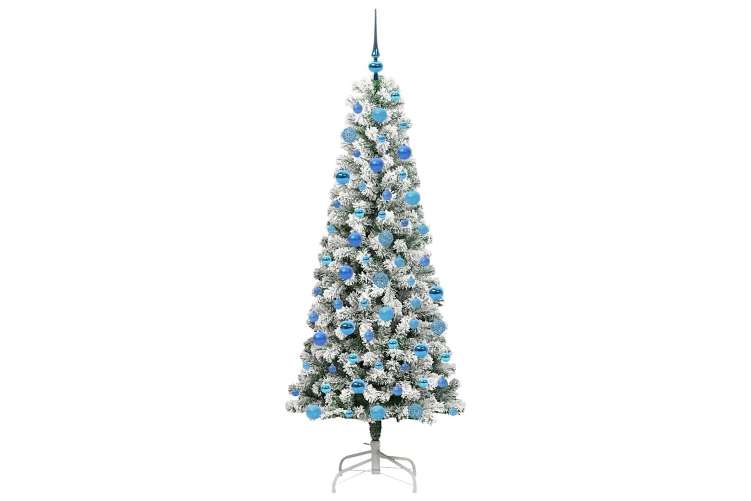 Vidaxl Artificial Hinged Christmas Tree Green And White 180 Cm-4