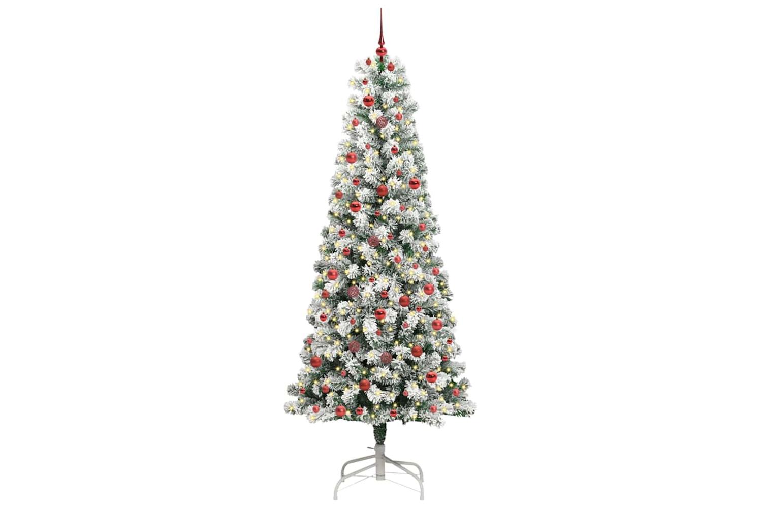 Vidaxl Artificial Hinged Christmas Tree Green And White 240 Cm-3